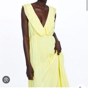 Zara yellow pleated dress